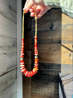 22 Inch red spiny and sterling silver pearls