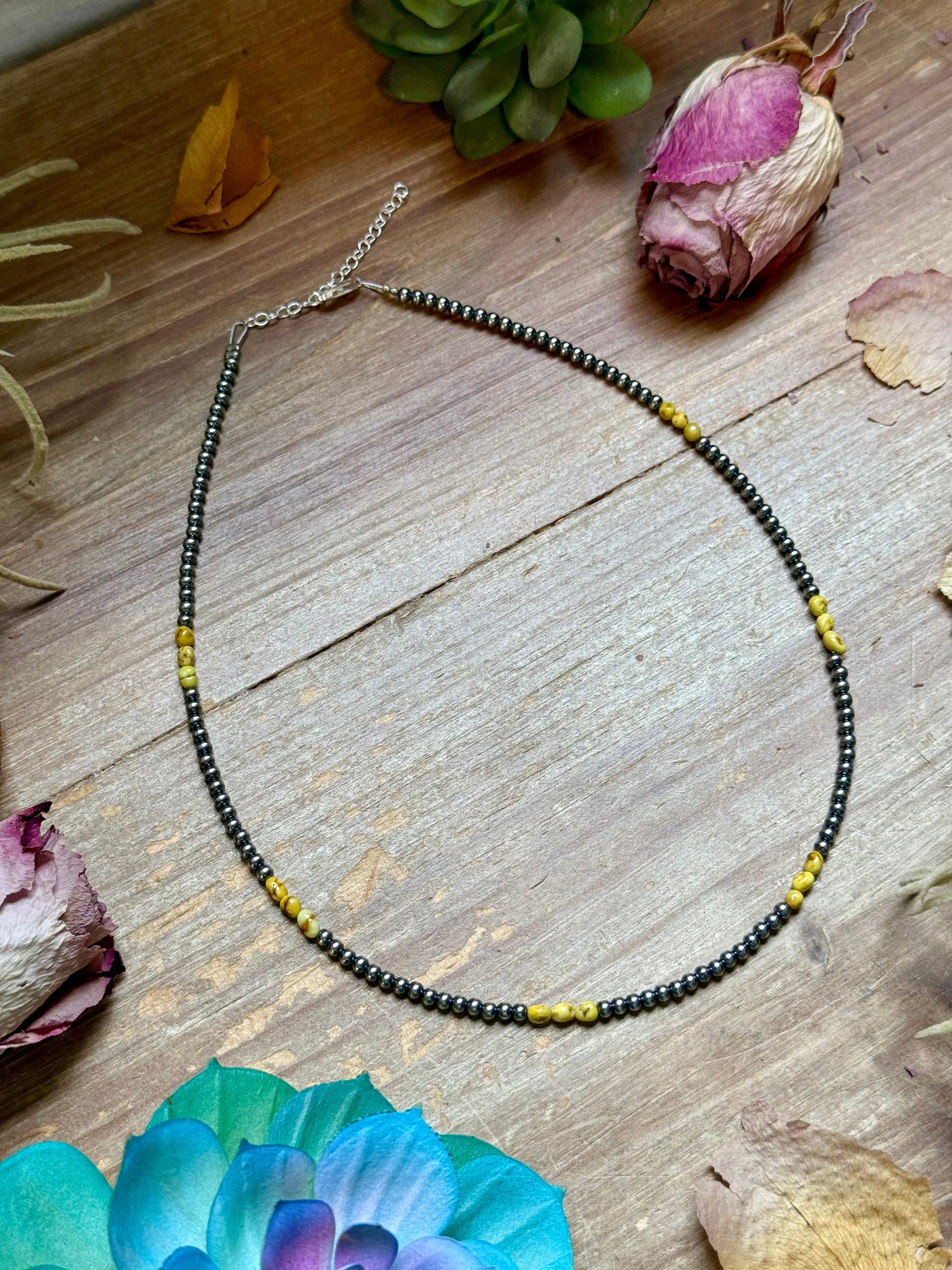 Palomino Turquoise Necklace Sterling Silver Pearls – 16.5”  | The Bijoux FAB