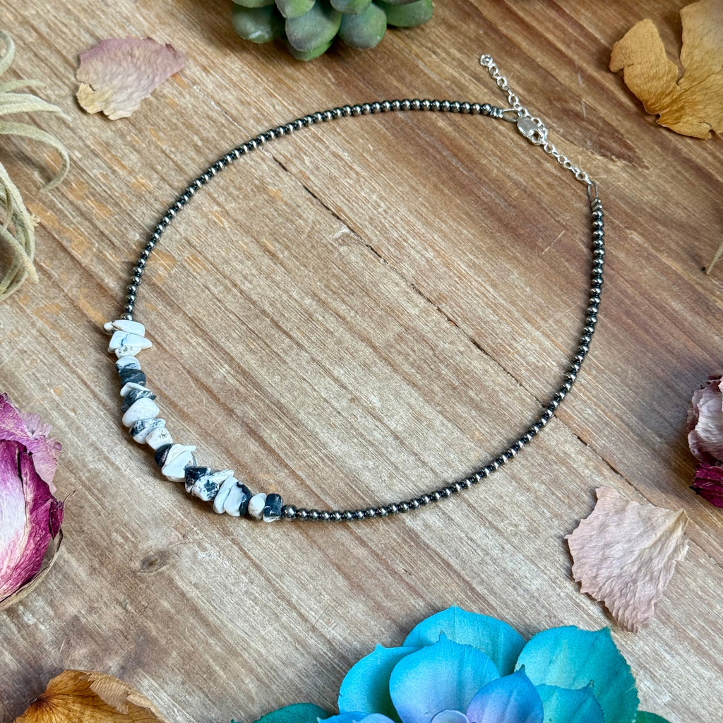 White Buffalo Choker Necklace – Sterling Silver Pearls - 14" | The Bijoux FAB