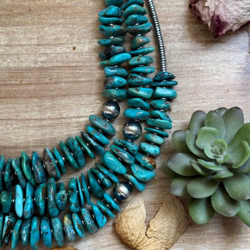 26 inch Graduated Blue Turquoise Statement Necklace