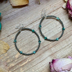 African Turquoise Star Hoop Earrings – 3mm Sterling Silver