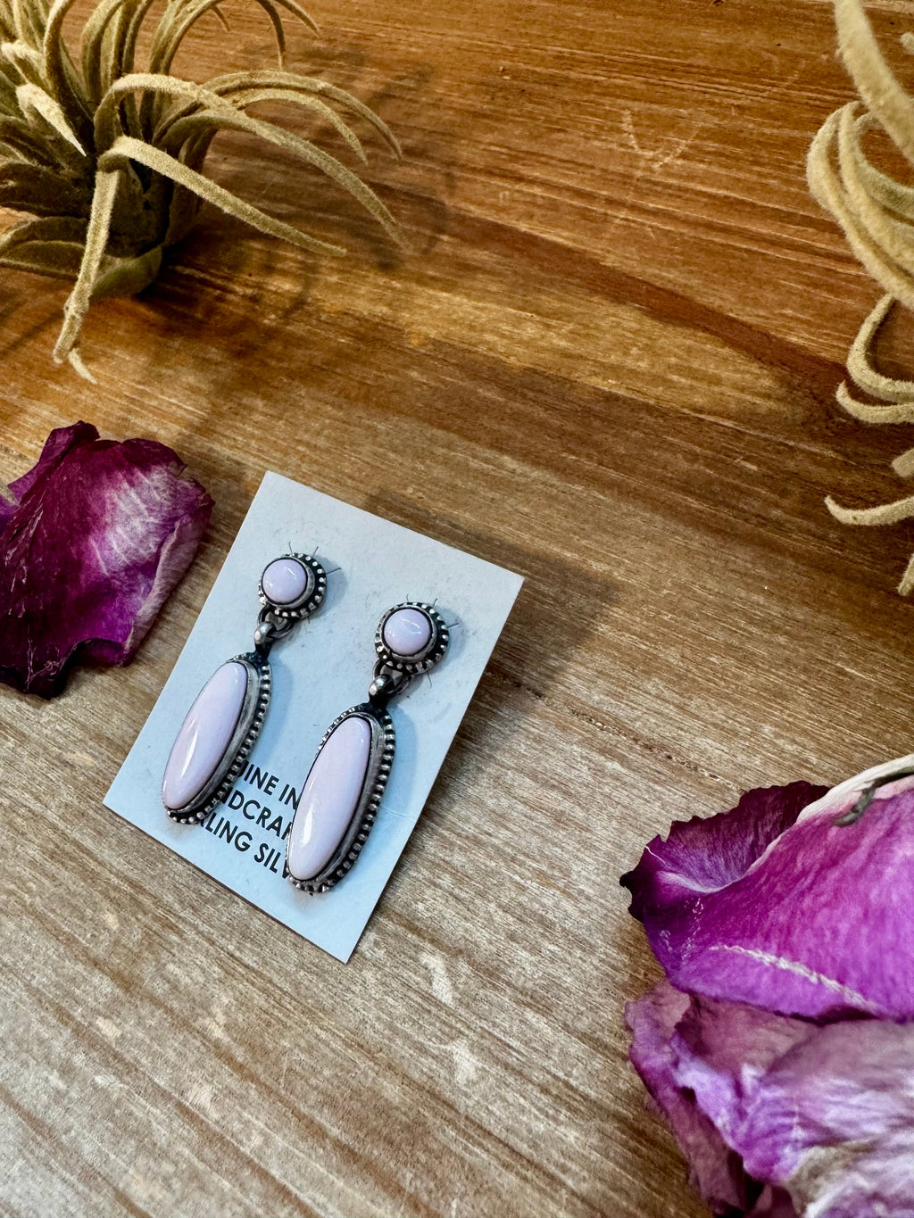 Pink Conch Dangle Earrings – Sterling Silver | Native Made by Marcella James