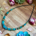 Tri Color Turquoise Graduated Necklace – Sterling Silver & Hematite -23" | The Bijoux FAB