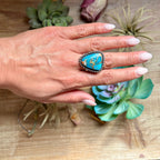 MJ Turquoise Mohave & Spiny Oyster Ring – Sterling Silver Adjustable Band