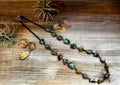 34-Inch Long Turquoise Nugget & Brown Shell Necklace