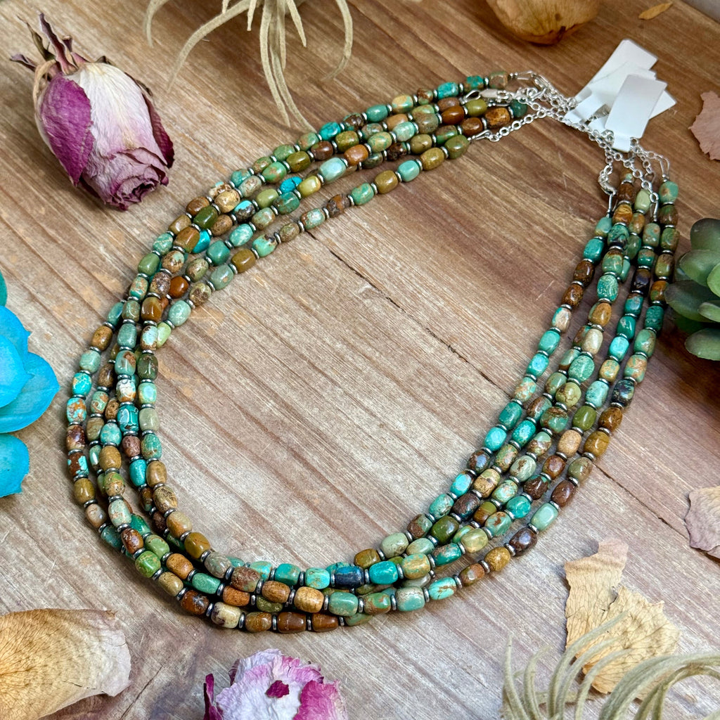 Turquoise Tube Necklace – Sterling Silver & Hematite (18") | The Bijoux FAB