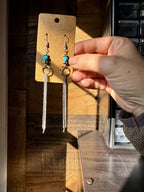 Stone-Heart Turquoise Magnesite Dangle Earrings – 5.5” Long