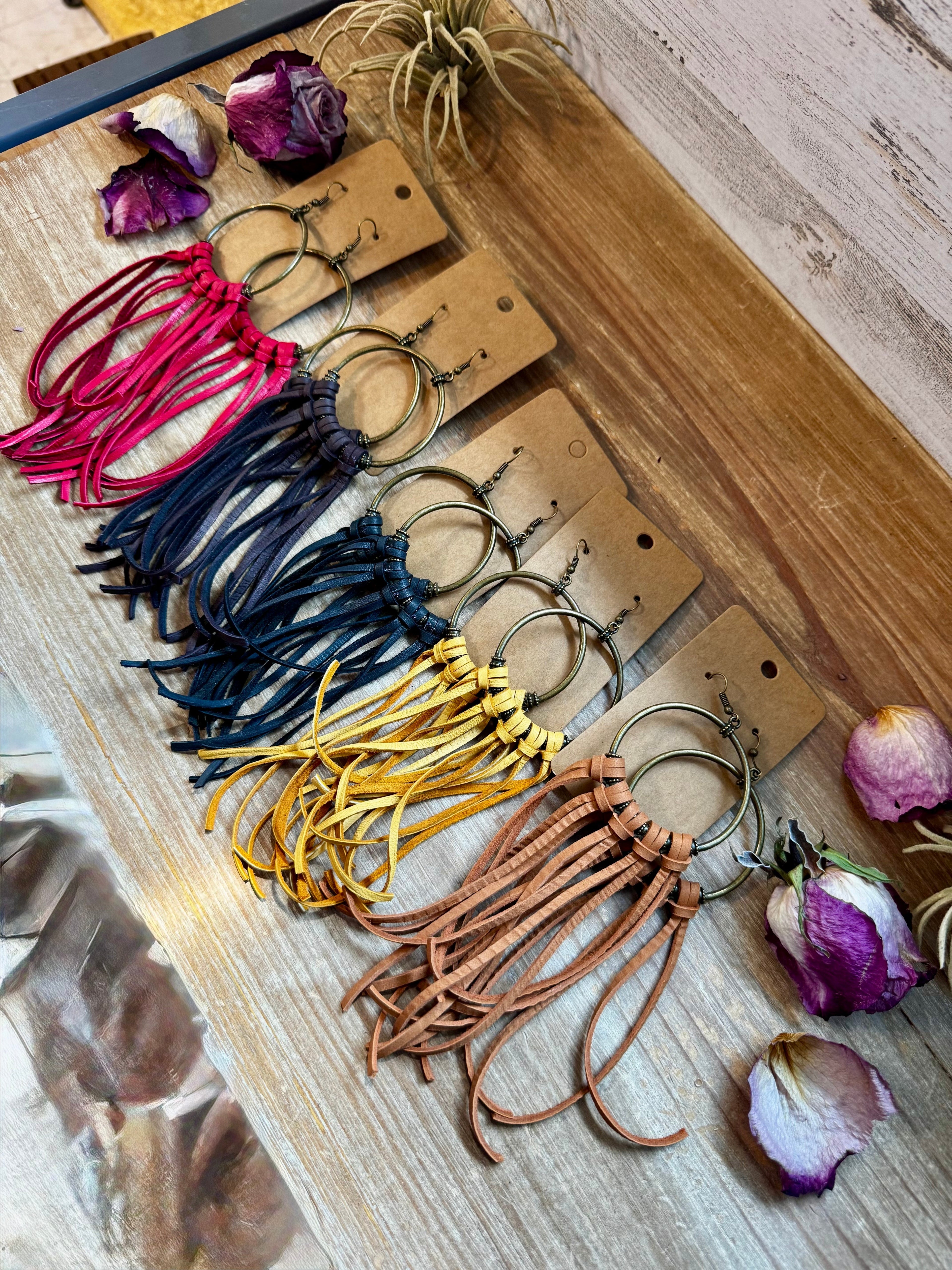 Deer Skin Leather Hoop Earrings – 6.5" – USA Made