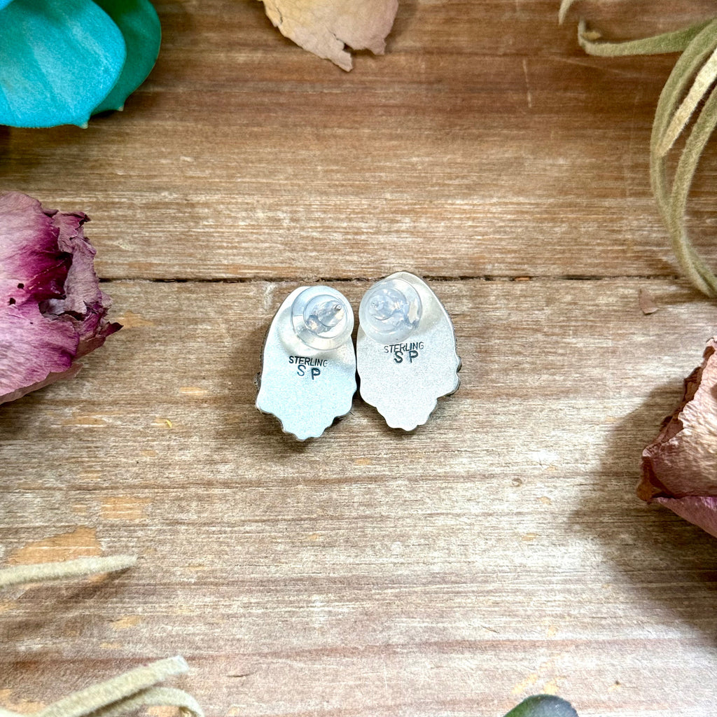 60 - Sterling Silver Apple Coral Stud Earrings by Shay Pfeiffer