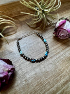 Golden Hill Turquoise Bracelet – 5mm Sterling Silver Pearls 7” Adjustable | Rare Turquoise | The Bijoux FAB