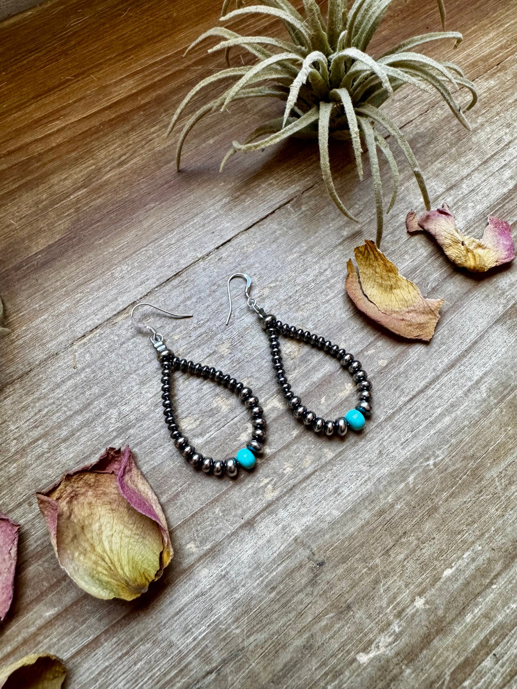 Turquoise & Sterling Saucer Pearl Earrings | The Bijoux FAB