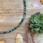 African Turquoise & Sterling Pearl Necklace 19”