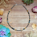 Handmade golden tiger eye and sterling silver pearl necklace with 4mm pearls and extender, natural stone jewelry by The Bijoux FAB