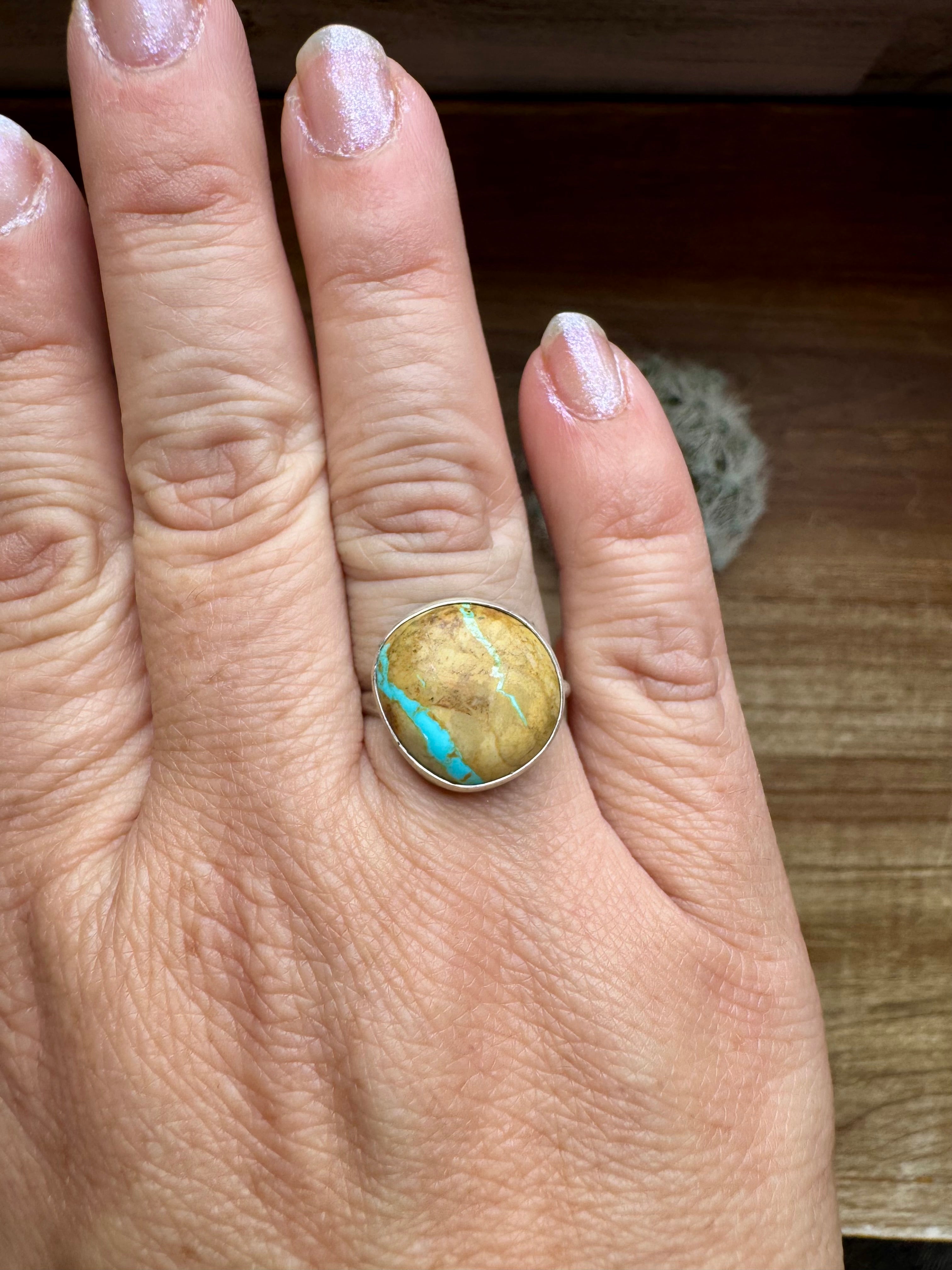Ribbon Turquoise Sterling Silver Ring – Size 8.5