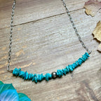 Turquoise Chip Paperclip Necklace – Sterling Silver Accent - 15" | The Bijoux FAB