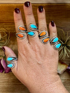 Sterling Silver Turquoise or Spiny Oyster Ring – Native Made 925 Silver Band