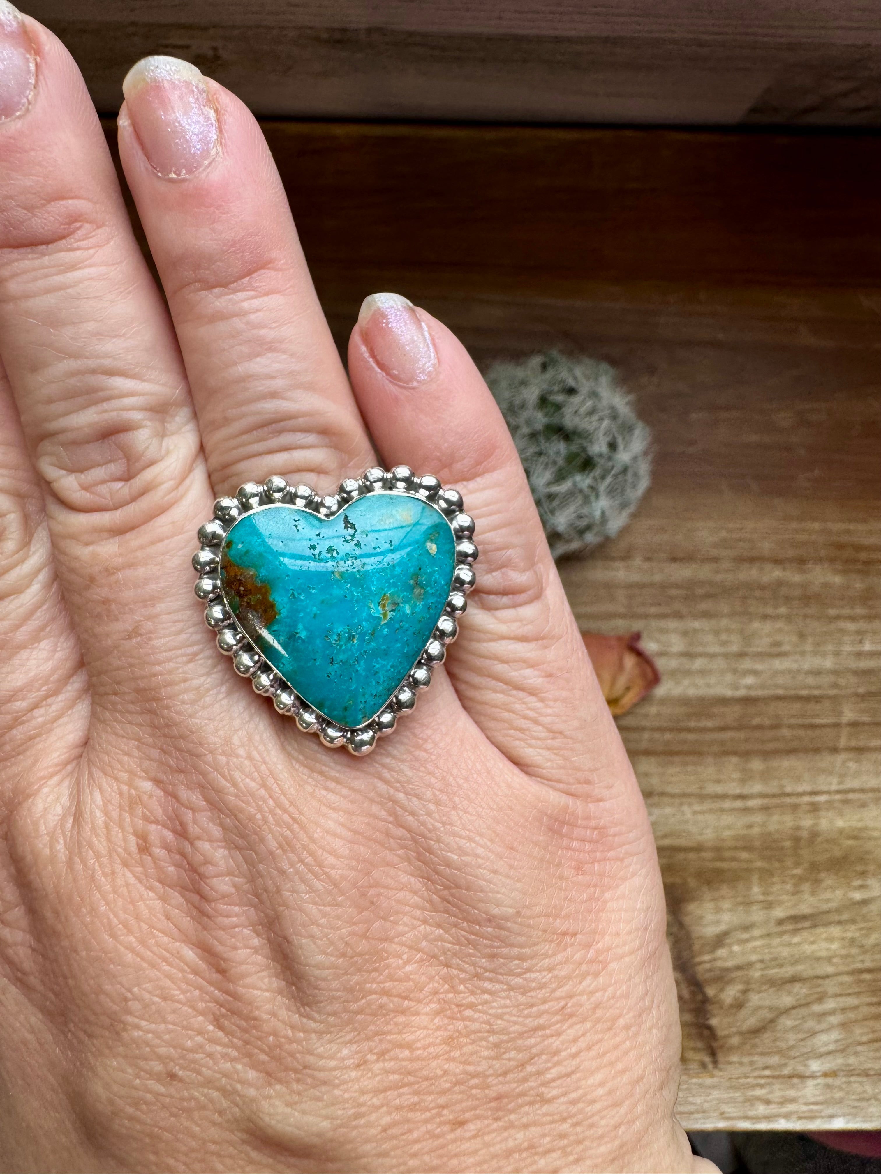 Hearth Ring -size 8 1/2 - Kingman turquoise & sterling silver