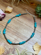 Natural Turquoise Chip Necklace – 16”  | The Bijoux FAB