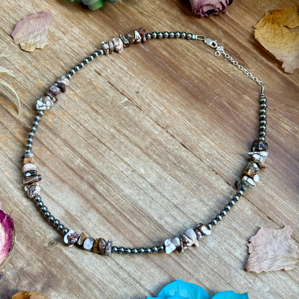 Wild Horse Necklace – Sterling Silver Pearl Necklace 16” Adjustable | The Bijoux FAB