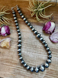 large graduated sterling silver pearl necklace with 8 mm to 20 mm beads handmade by The Bijoux FAB.