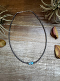 Golden Hill Turquoise Choker – Sterling Silver Pearls 3mm | Rare Turquoise Necklace | The Bijoux FAB
