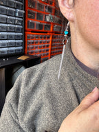 Stone-Heart Turquoise Magnesite Dangle Earrings – 5.5” Long