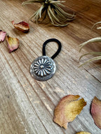 Sterling Silver Concho Hair Tie – Stamped Western Ponytail Holder | USA Made