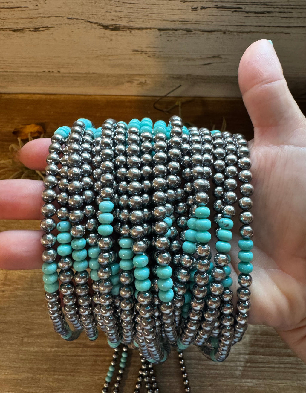 Blue Turquoise & Sterling Silver Pearl Necklace – 19" | The Bijoux FAB