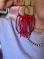 Deer Skin Leather Hoop Earrings – 6.5" – USA Made