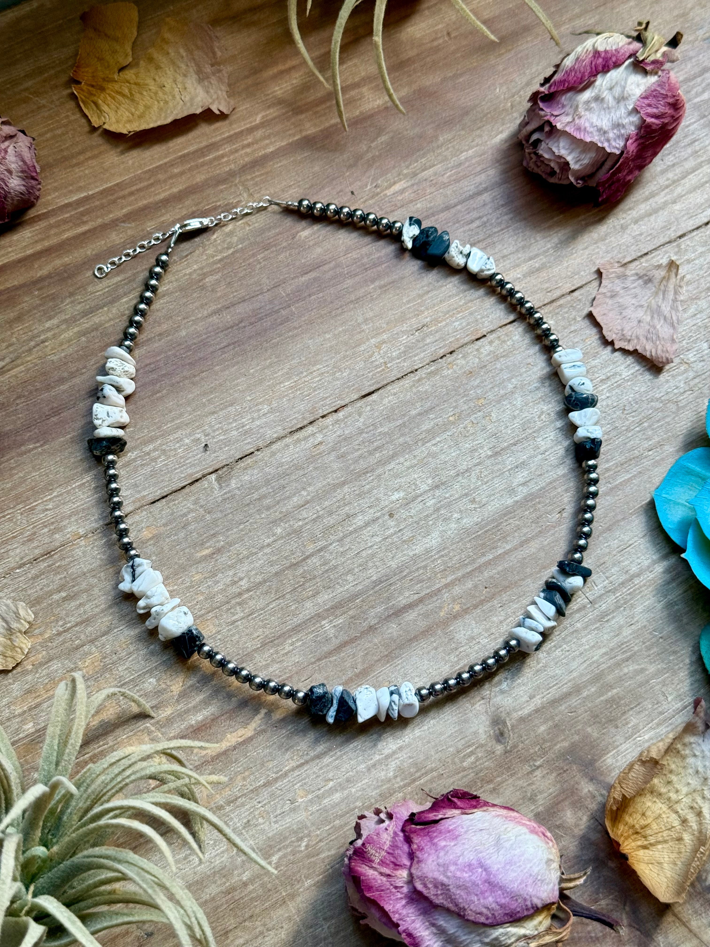 White Buffalo Necklace – Sterling Silver Pearl Necklace 16” Adjustable | The Bijoux FAB
