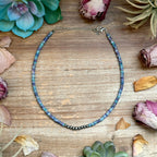 Purple dolomite heishi and sterling silver pearl choker necklace western handmade jewelry by The Bijoux FAB.