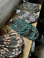 Mohave Turquoise Mix & Sterling Silver Necklace – 8 mm Beads – 19 Inch + Extender