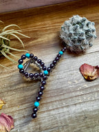 Turquoise Magnesite & Faux Pearl Beaded Hair Clip