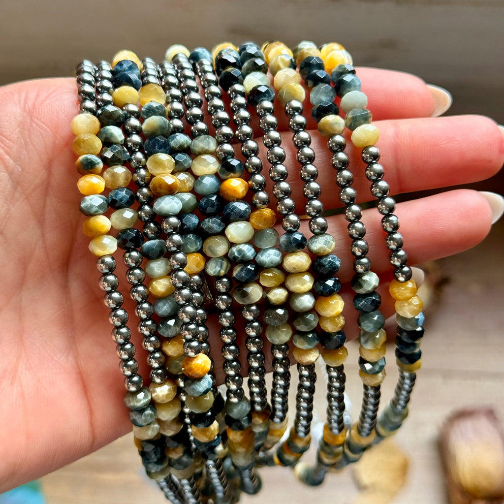 Golden Tiger Eye & Sterling Silver Pearl Necklace – 16" | The Bijoux FAB