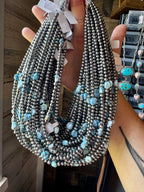 Golden Hill Turquoise & Sterling Pearl Necklace – 16" | The Bijoux FAB