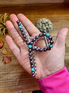 Turquoise Magnesite & Faux Pearl Beaded Hair Clip