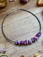 Purple Lepidolite & Sterling Pearl Choker – 14.5" | The Bijoux FAB
