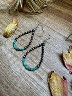 Turquoise Heishi & Sterling Pearl Earrings | The Bijoux FAB