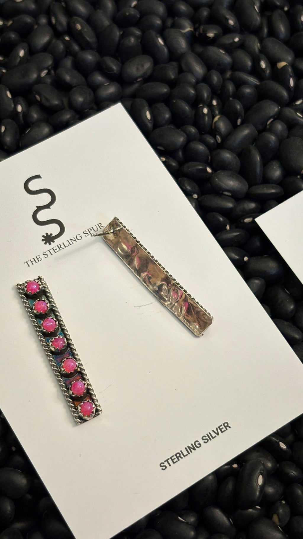 7 STONE HOT PINK OPAL BAR EARRINGS BY ESTHER WHITE