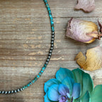 Turquoise Heishi & Sterling Pearl Necklace – 20" | The Bijoux FAB