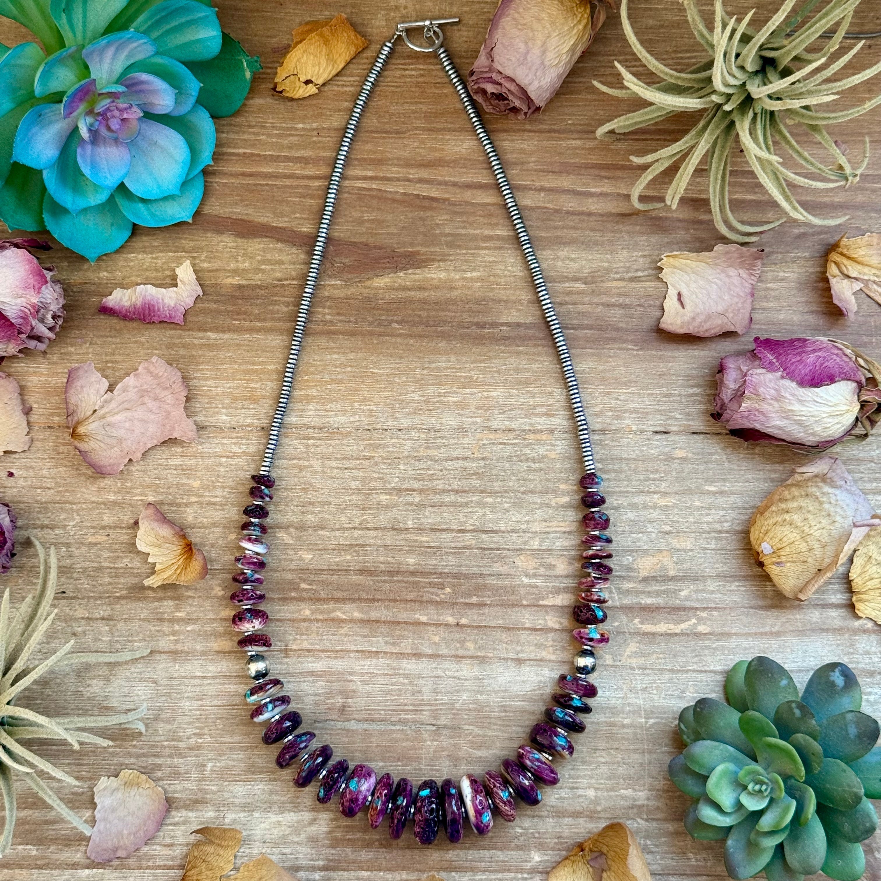 23” Purple & Turquoise Spiny Necklace