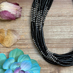 Black Onyx Necklace Sterling Silver Pearls & Heishi Beads - 16" | The Bijoux FAB