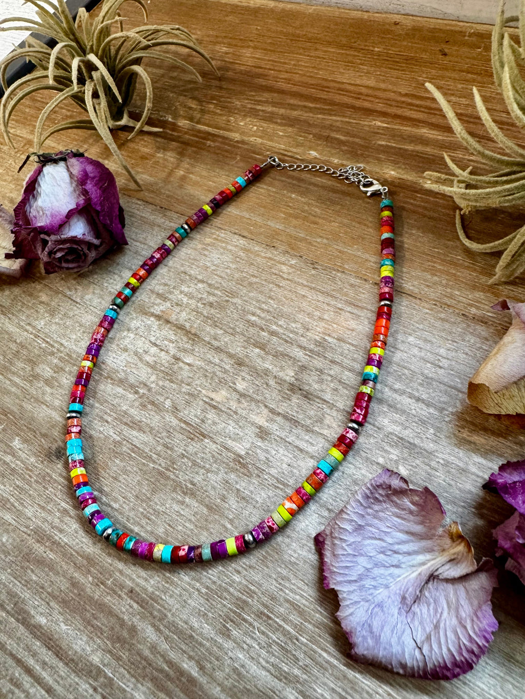 Magnesite Heishi Choker – 4mm Magnesite Sterling Silver Pearls 14” Adjustable Necklace | The Bijoux FAB