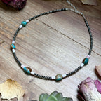 Pink Conch, Turquoise & Sterling Pearl Necklace – 15" | The Bijoux FAB