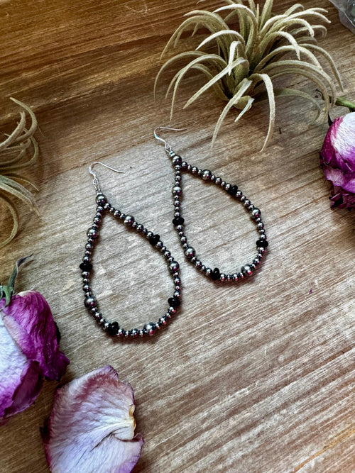 Black Onyx & Sterling Silver Pearl Earrings | The Bijoux FAB
