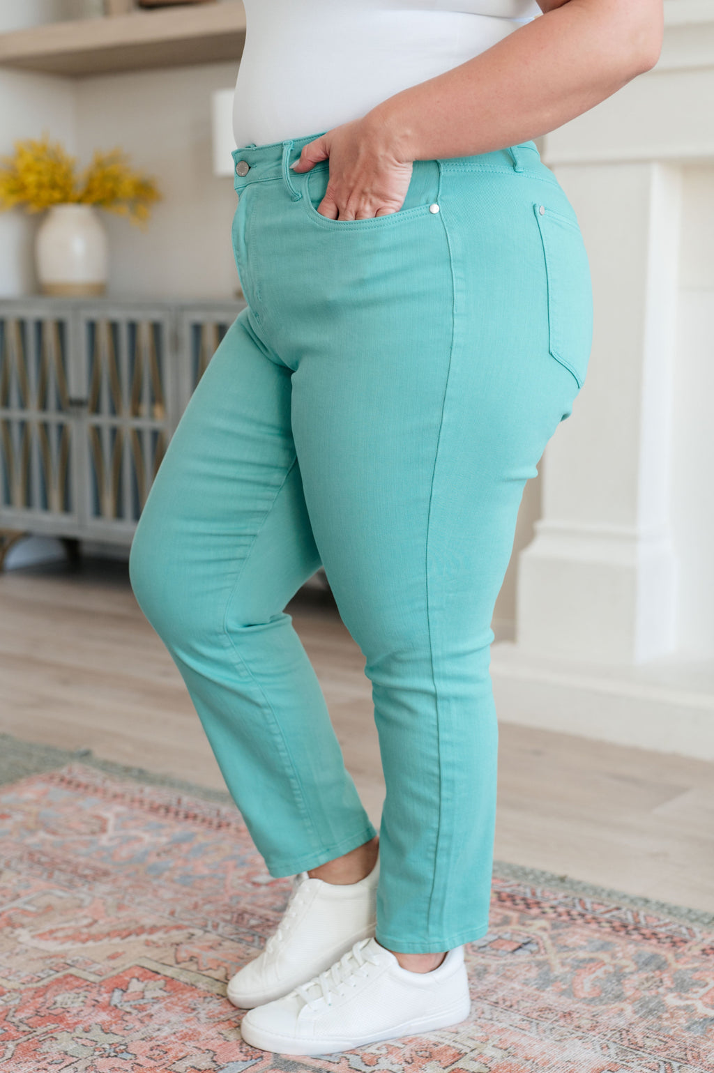 Judy Blue Bridgette High Rise Slim Jeans in Aquamarine