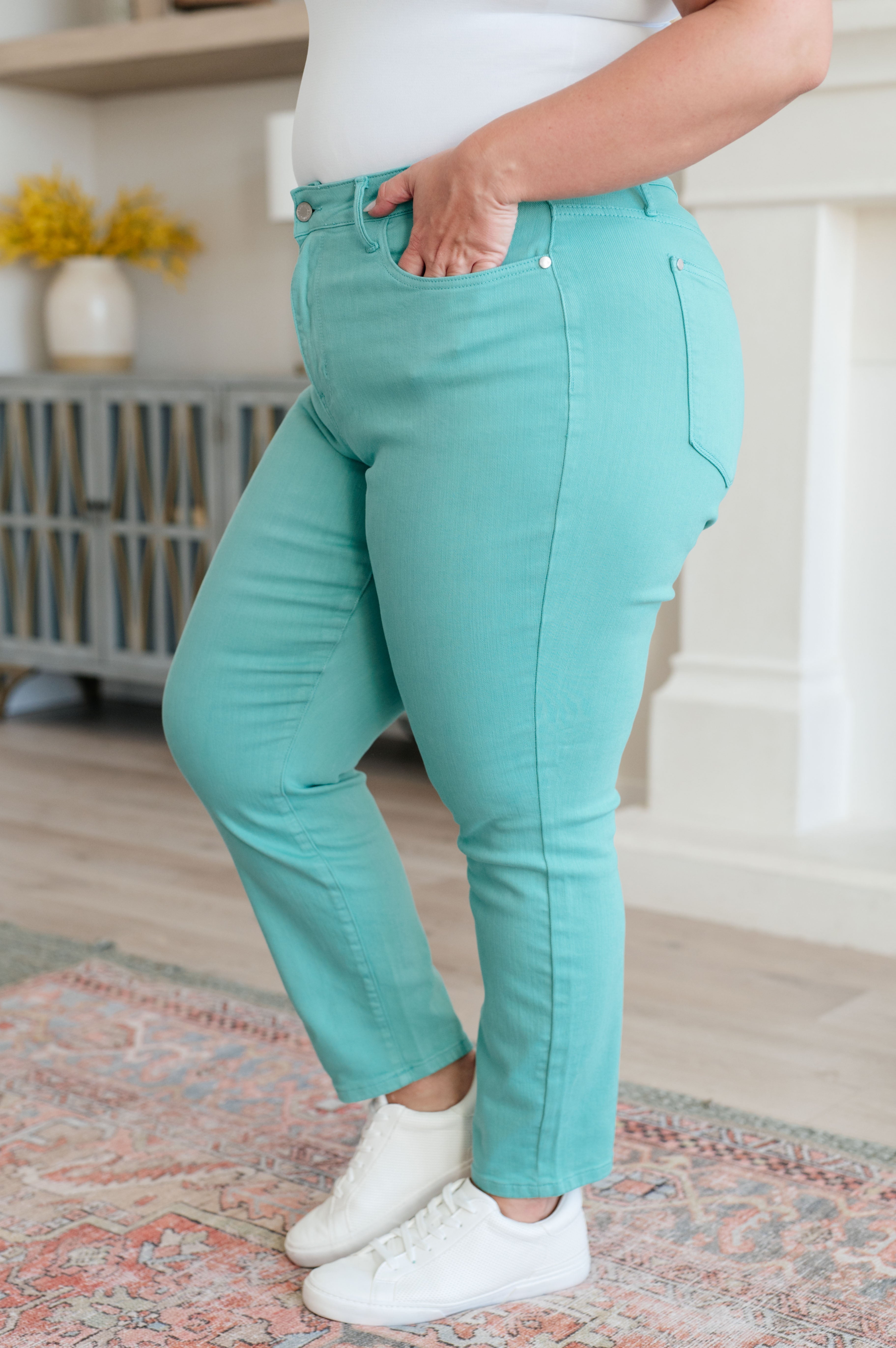Judy Blue Bridgette High Rise Slim Jeans in Aquamarine