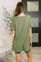 Buttery Soft V-Neck Bike Short Set – Light Olive Lounge Set