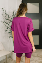 Buttery Soft V-Neck Bike Short Set – Light Plum Lounge Set