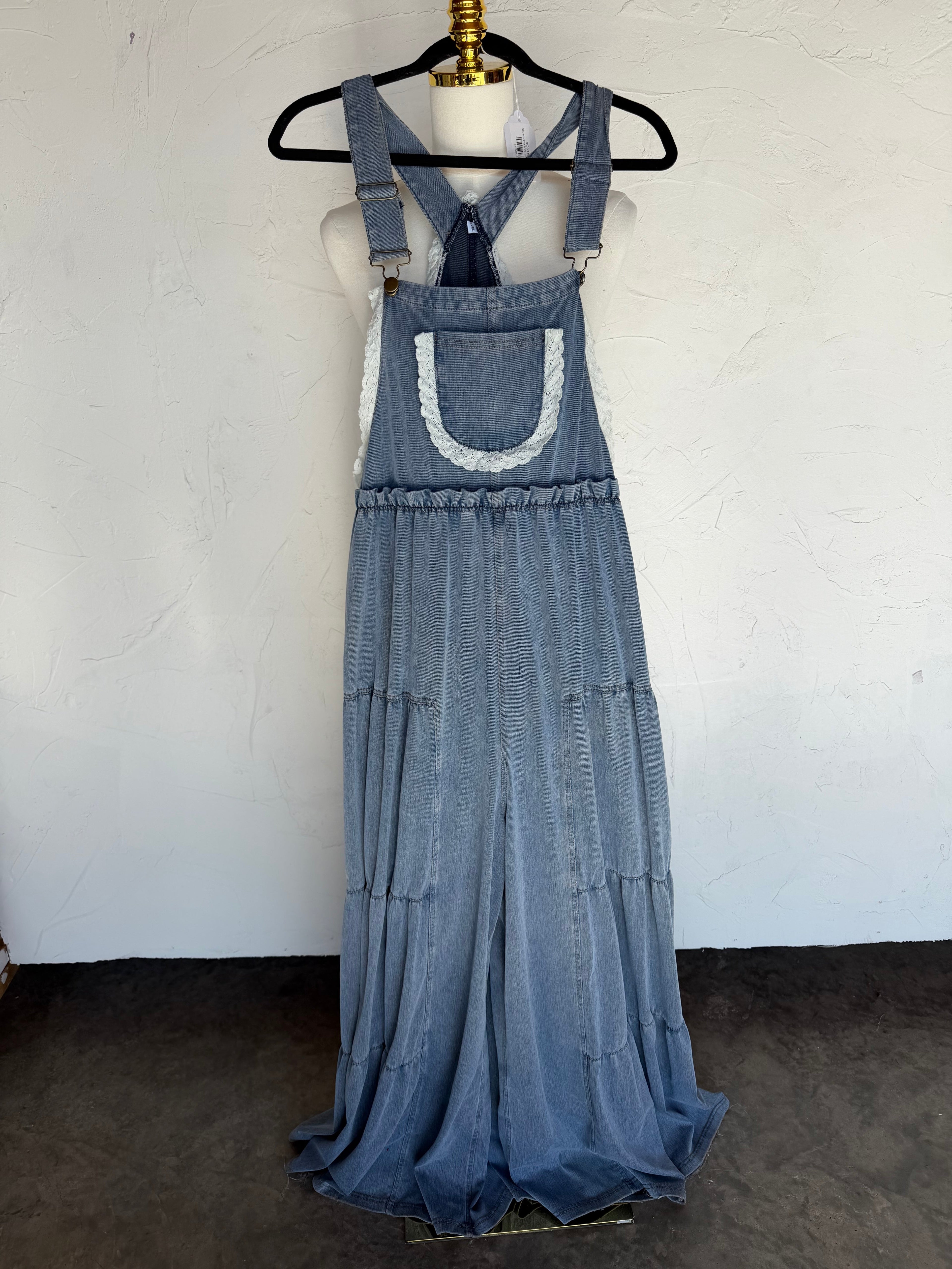 PREORDER - Boho & Lace Denim Overalls | Blakeley Designs